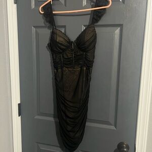 Privy black Lacey evening dress